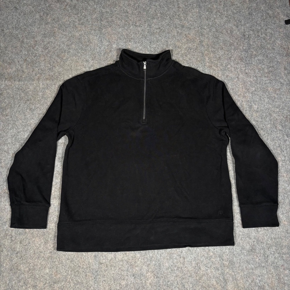 Banana Republic Quarter Zip Pullover Mens Large Black Cotton Blend Mock Neck L